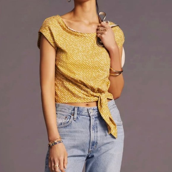 Anthropologie Side-Tie Crop Tee - Picture 3 of 8